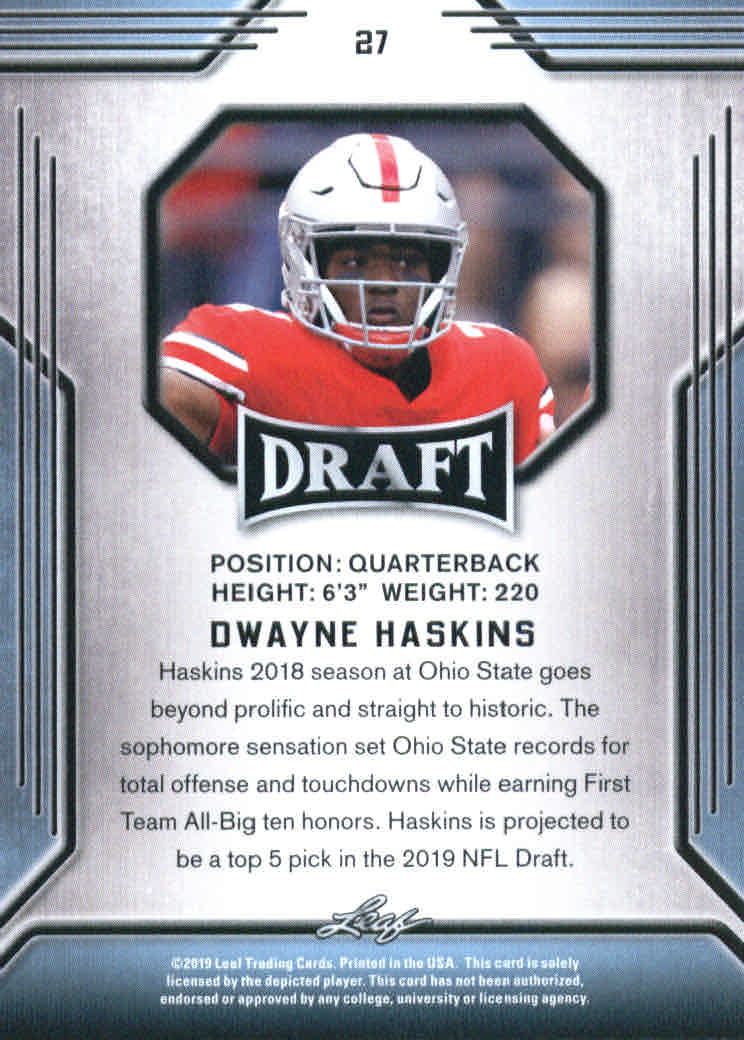 B3103- 2019 Leaf Draft FB Card #s 1-100 +Inserts -You Pick- 15+ FREE US SHIP - Picture 49 of 154