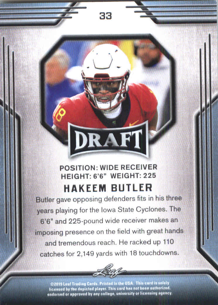 B3103- 2019 Leaf Draft FB Card #s 1-100 +Inserts -You Pick- 15+ FREE US SHIP - Picture 61 of 154