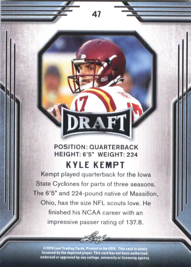 B3103- 2019 Leaf Draft FB Card #s 1-100 +Inserts -You Pick- 15+ FREE US SHIP - Picture 85 of 154