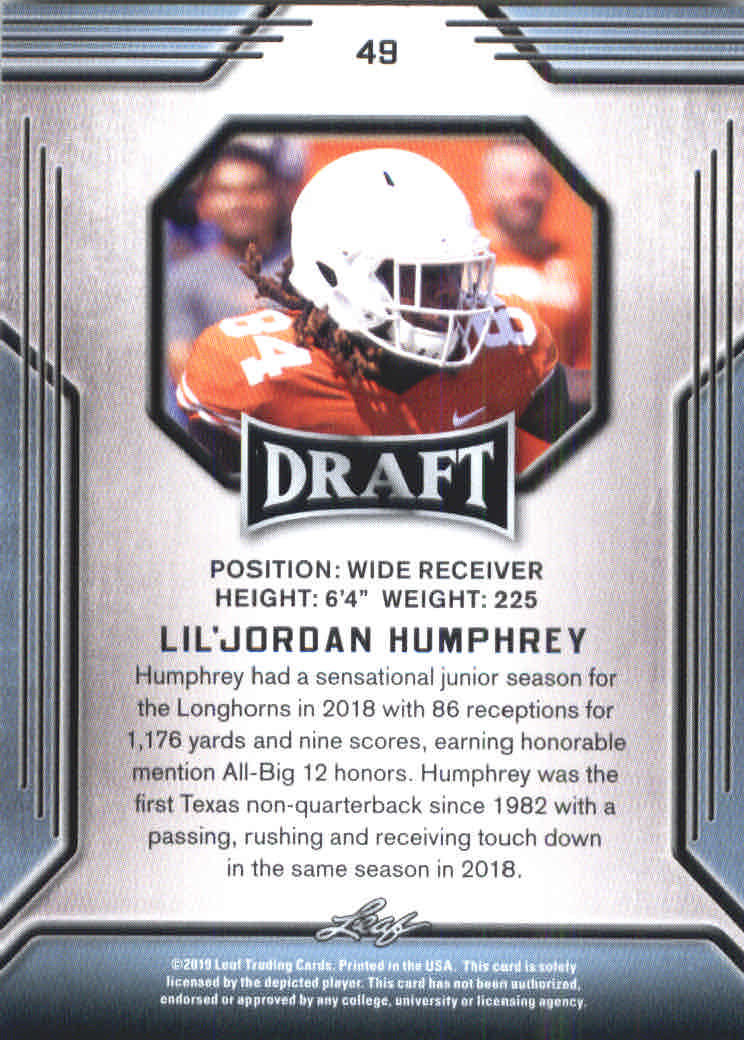 B3103- 2019 Leaf Draft FB Card #s 1-100 +Inserts -You Pick- 15+ FREE US SHIP - Picture 87 of 154