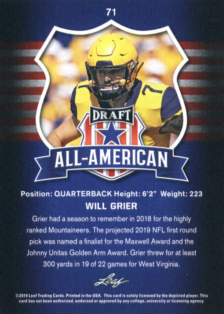 B3103- 2019 Leaf Draft FB Card #s 1-100 +Inserts -You Pick- 15+ FREE US SHIP - Picture 115 of 154