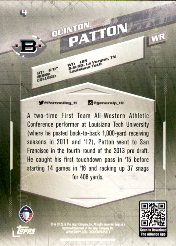 A9018- 2019 Topps AAF Football Cards 1-175 +Inserts -You Pick- 15+ FREE US SHIP - Picture 9 of 313