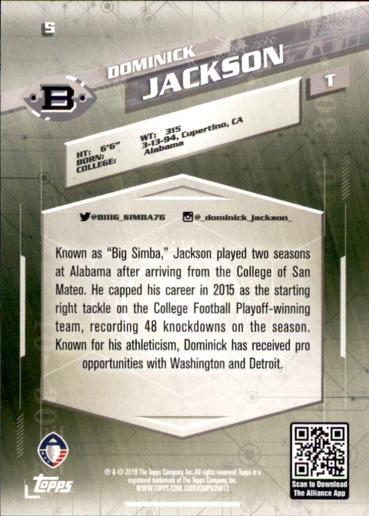 A9018- 2019 Topps AAF Football Cards 1-175 +Inserts -You Pick- 15+ FREE US SHIP - Picture 11 of 313