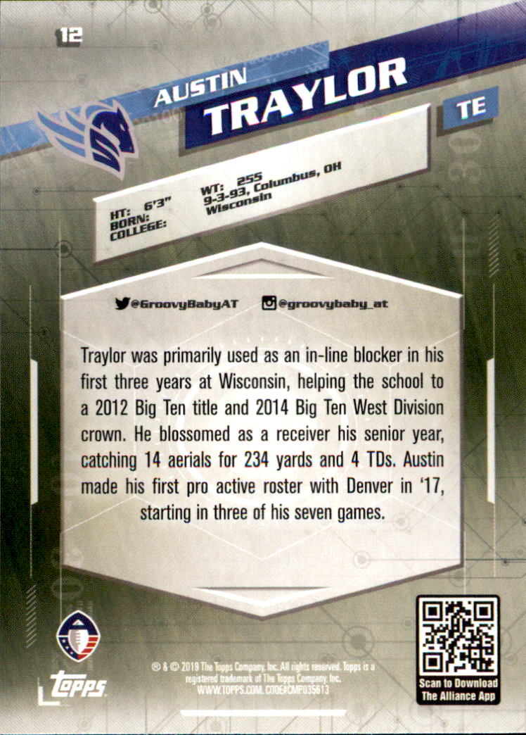 A9018- 2019 Topps AAF Football Cards 1-175 +Inserts -You Pick- 15+ FREE US SHIP - Picture 25 of 313