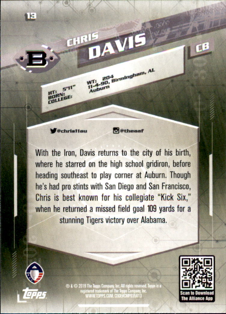 A9018- 2019 Topps AAF Football Cards 1-175 +Inserts -You Pick- 15+ FREE US SHIP - Picture 27 of 313