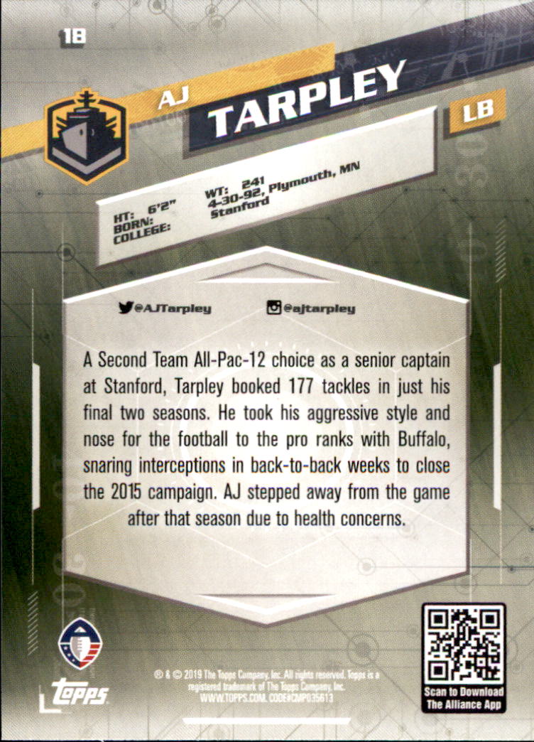 A9018- 2019 Topps AAF Football Cards 1-175 +Inserts -You Pick- 15+ FREE US SHIP - Picture 37 of 313