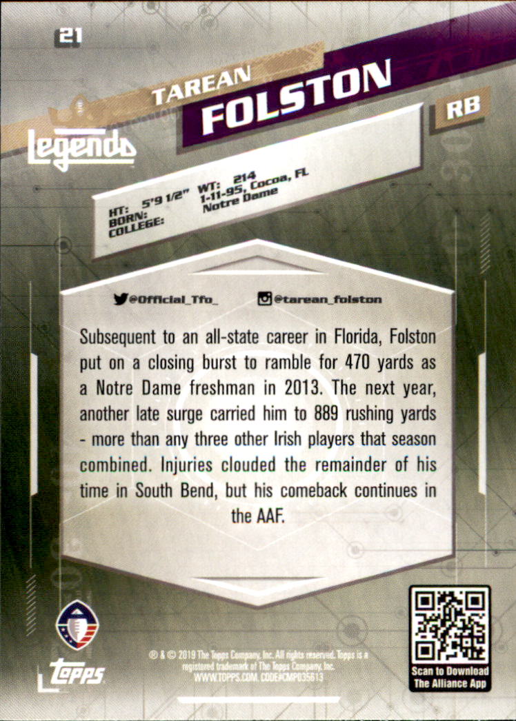 A9018- 2019 Topps AAF Football Cards 1-175 +Inserts -You Pick- 15+ FREE US SHIP - Picture 41 of 313