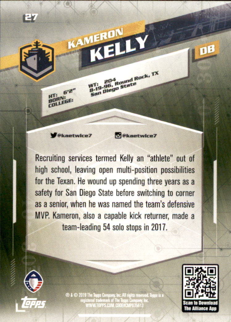 A9018- 2019 Topps AAF Football Cards 1-175 +Inserts -You Pick- 15+ FREE US SHIP - Picture 49 of 313