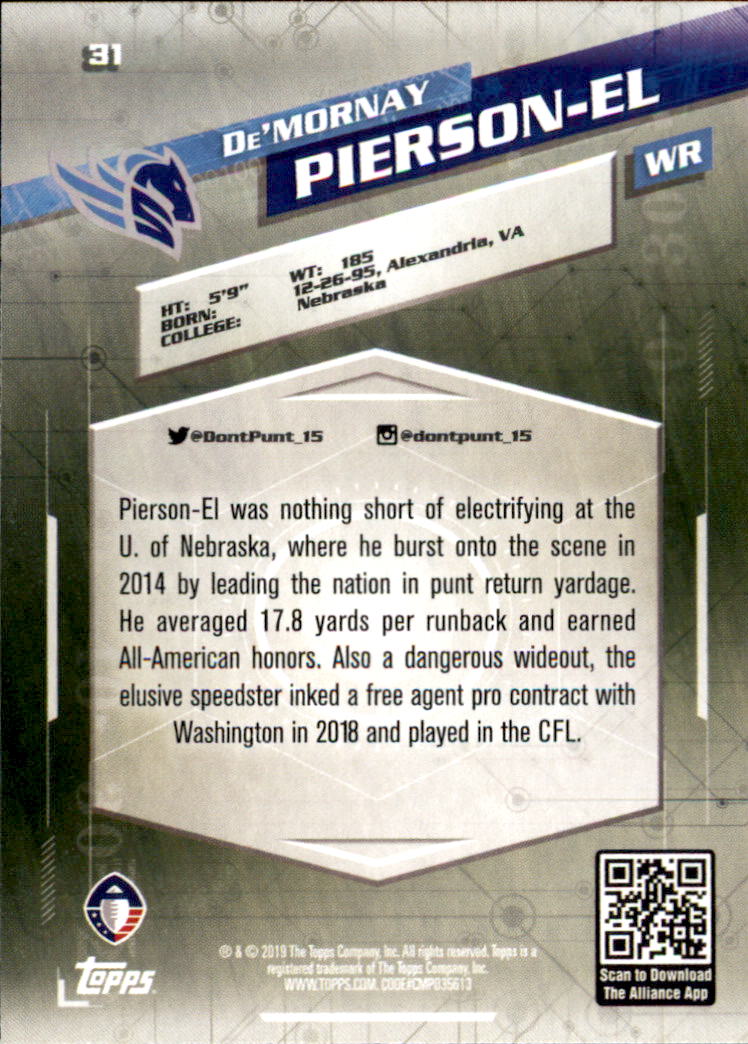 A9018- 2019 Topps AAF Football Cards 1-175 +Inserts -You Pick- 15+ FREE US SHIP - Picture 57 of 313