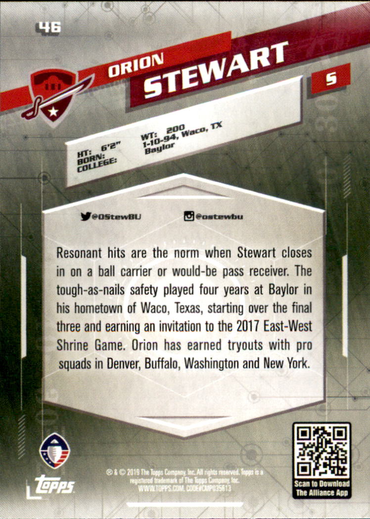 A9018- 2019 Topps AAF Football Cards 1-175 +Inserts -You Pick- 15+ FREE US SHIP - Picture 79 of 313