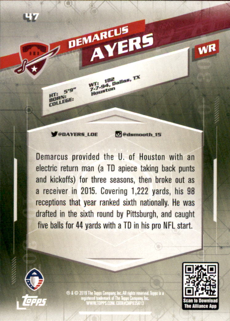 A9018- 2019 Topps AAF Football Cards 1-175 +Inserts -You Pick- 15+ FREE US SHIP - Picture 81 of 313