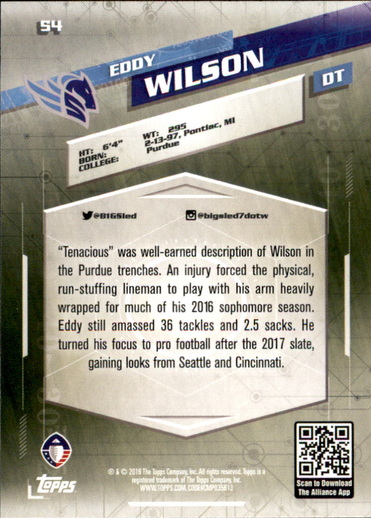 A9018- 2019 Topps AAF Football Cards 1-175 +Inserts -You Pick- 15+ FREE US SHIP - Picture 95 of 313