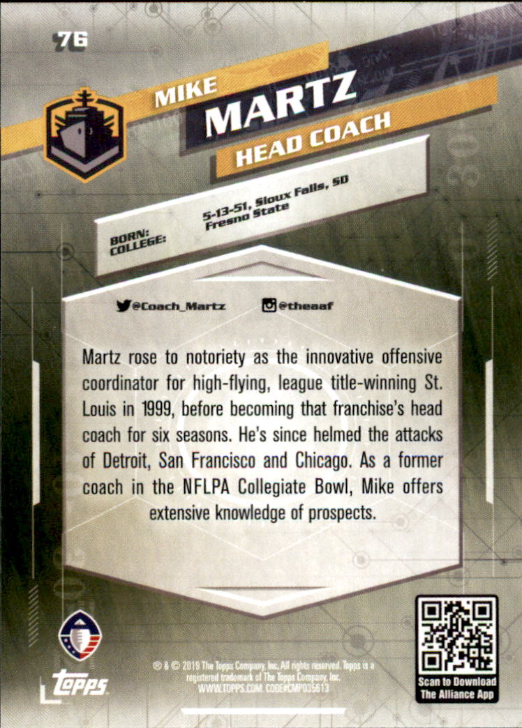 A9018- 2019 Topps AAF Football Cards 1-175 +Inserts -You Pick- 15+ FREE US SHIP - Picture 137 of 313