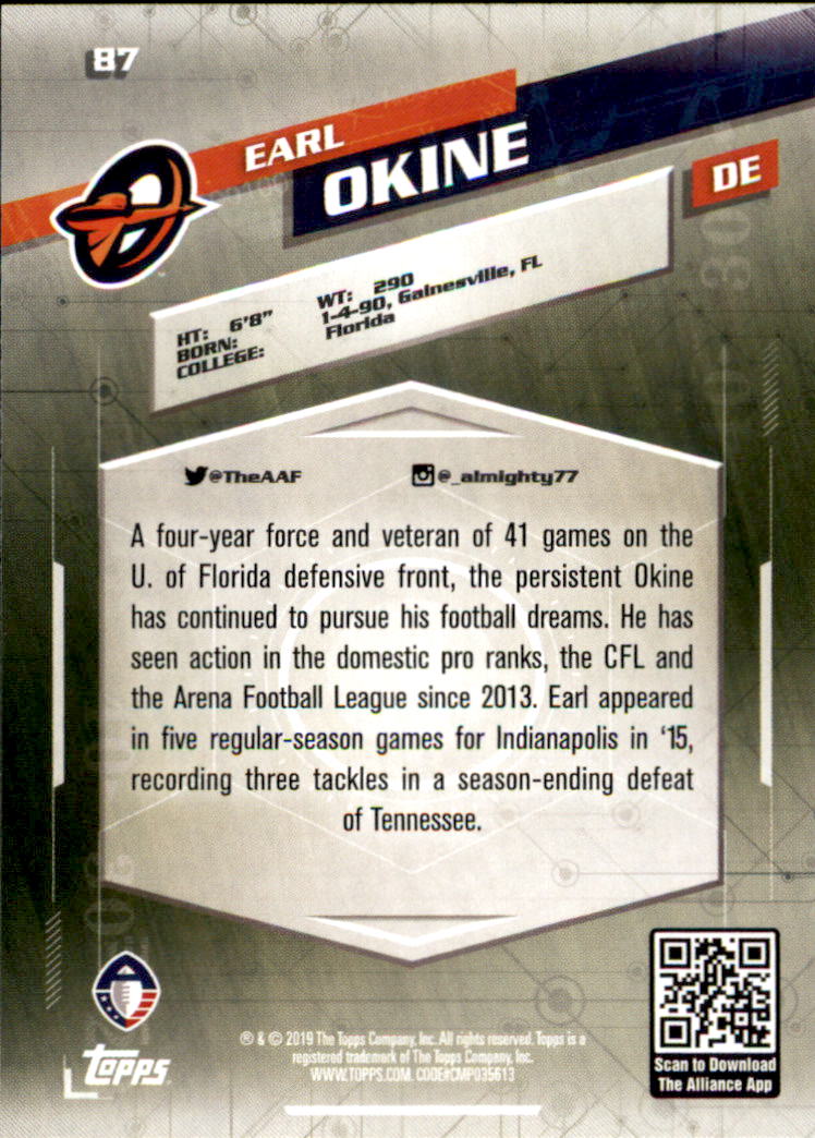 A9018- 2019 Topps AAF Football Cards 1-175 +Inserts -You Pick- 15+ FREE US SHIP - Picture 157 of 313