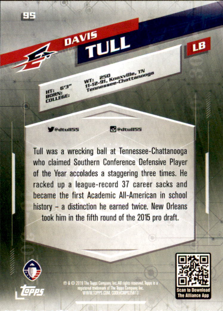 A9018- 2019 Topps AAF Football Cards 1-175 +Inserts -You Pick- 15+ FREE US SHIP - Picture 165 of 313