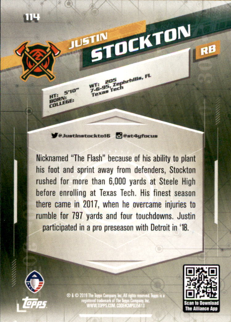A9018- 2019 Topps AAF Football Cards 1-175 +Inserts -You Pick- 15+ FREE US SHIP - Picture 199 of 313