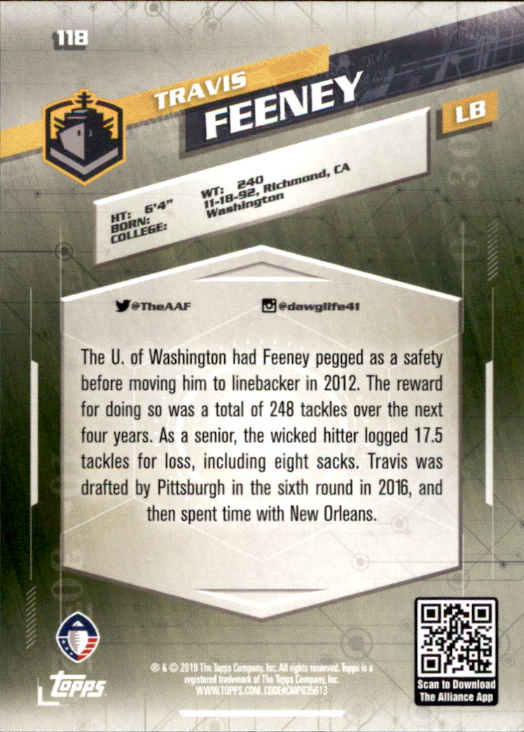 A9018- 2019 Topps AAF Football Cards 1-175 +Inserts -You Pick- 15+ FREE US SHIP - Picture 205 of 313