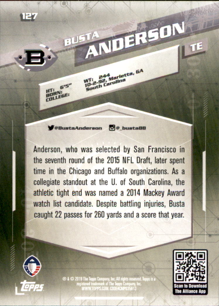A9018- 2019 Topps AAF Football Cards 1-175 +Inserts -You Pick- 15+ FREE US SHIP - Picture 223 of 313