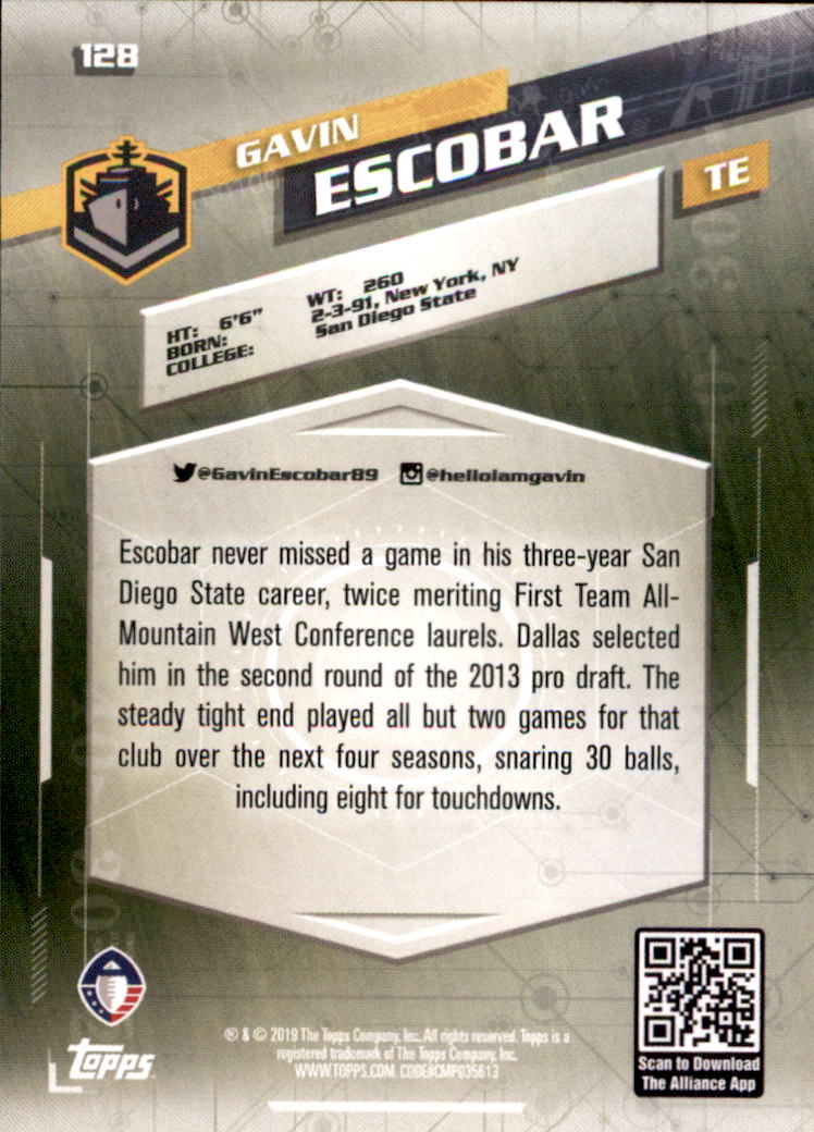 A9018- 2019 Topps AAF Football Cards 1-175 +Inserts -You Pick- 15+ FREE US SHIP - Picture 225 of 313