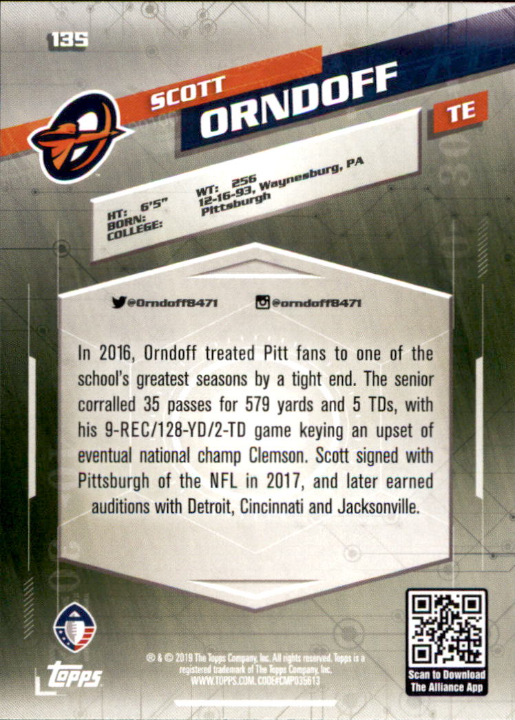 A9018- 2019 Topps AAF Football Cards 1-175 +Inserts -You Pick- 15+ FREE US SHIP - Picture 239 of 313