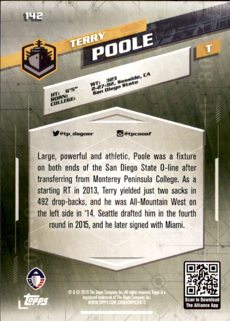 A9018- 2019 Topps AAF Football Cards 1-175 +Inserts -You Pick- 15+ FREE US SHIP - Picture 247 of 313