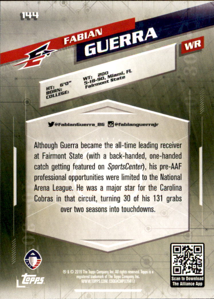 A9018- 2019 Topps AAF Football Cards 1-175 +Inserts -You Pick- 15+ FREE US SHIP - Picture 251 of 313