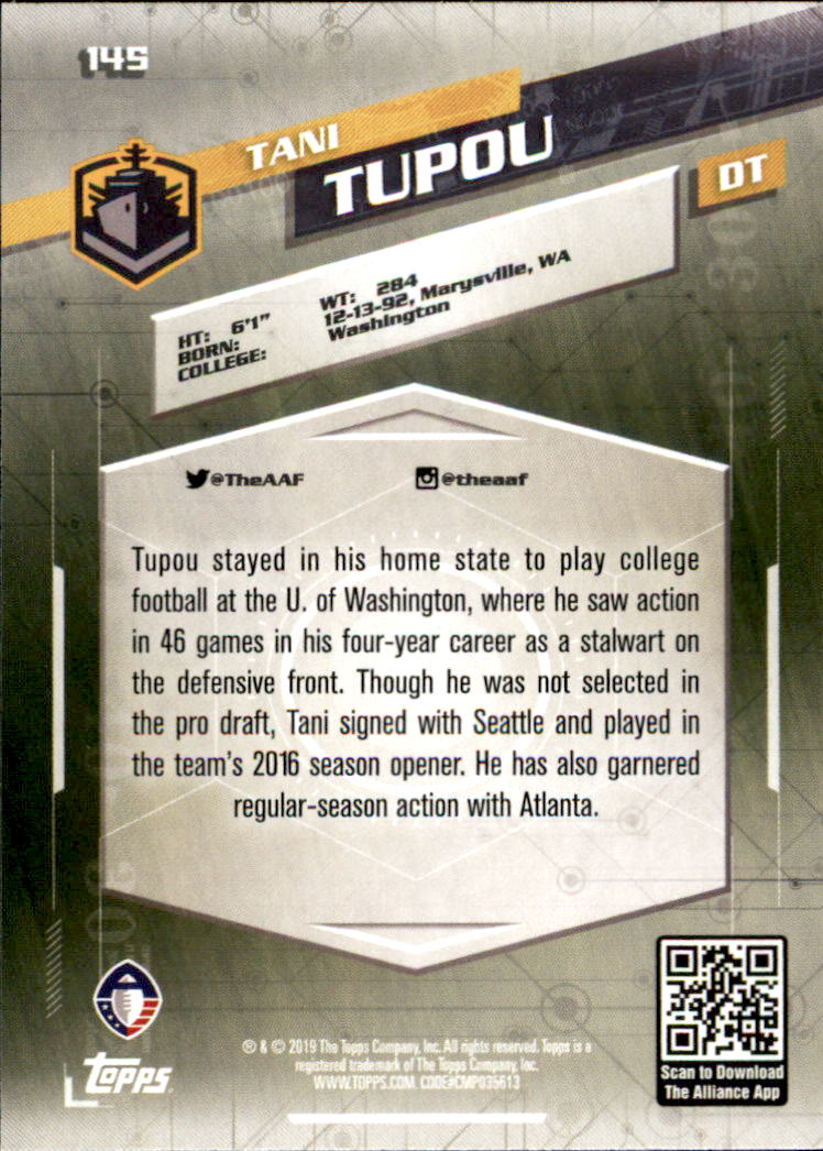 A9018- 2019 Topps AAF Football Cards 1-175 +Inserts -You Pick- 15+ FREE US SHIP - Picture 253 of 313