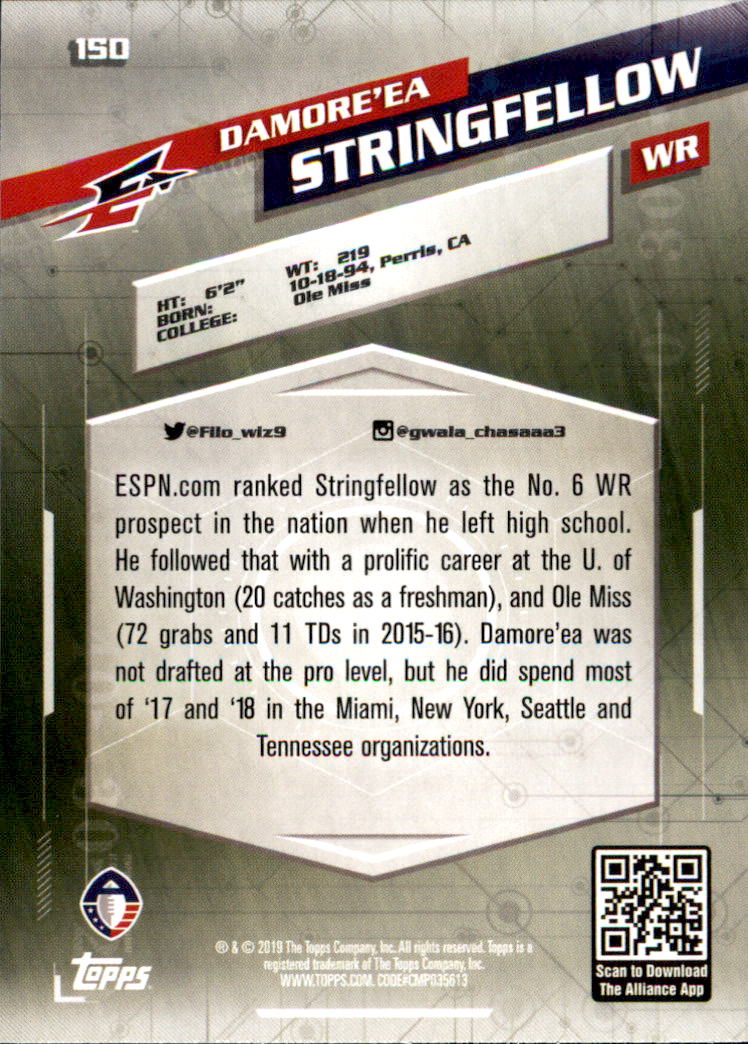 A9018- 2019 Topps AAF Football Cards 1-175 +Inserts -You Pick- 15+ FREE US SHIP - Picture 263 of 313