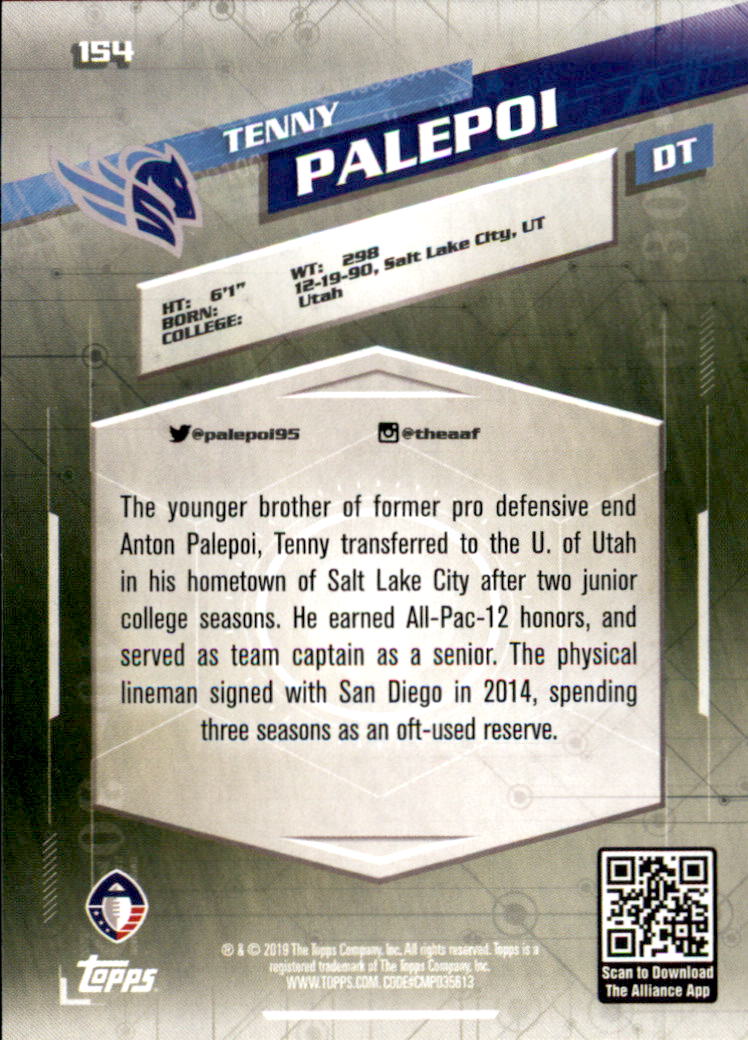 A9018- 2019 Topps AAF Football Cards 1-175 +Inserts -You Pick- 15+ FREE US SHIP - Picture 271 of 313
