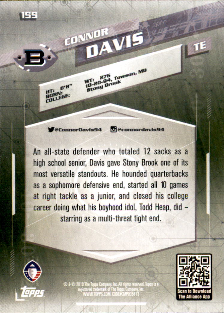 A9018- 2019 Topps AAF Football Cards 1-175 +Inserts -You Pick- 15+ FREE US SHIP - Picture 273 of 313