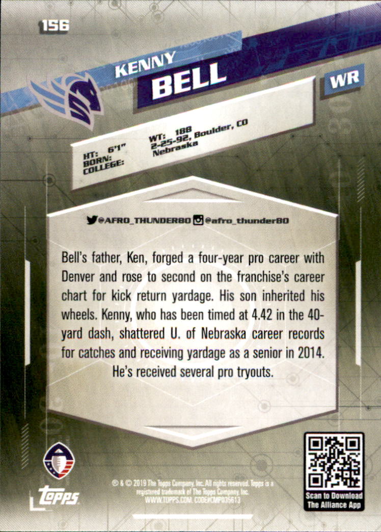 A9018- 2019 Topps AAF Football Cards 1-175 +Inserts -You Pick- 15+ FREE US SHIP - Picture 275 of 313