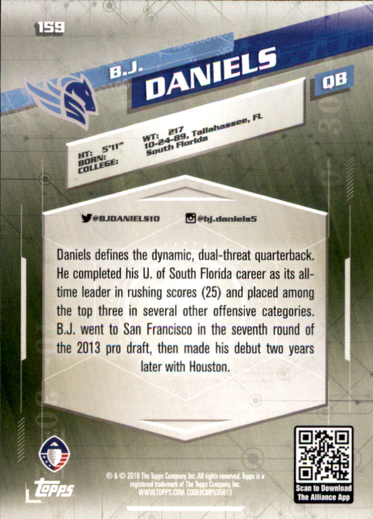 A9018- 2019 Topps AAF Football Cards 1-175 +Inserts -You Pick- 15+ FREE US SHIP - Picture 281 of 313