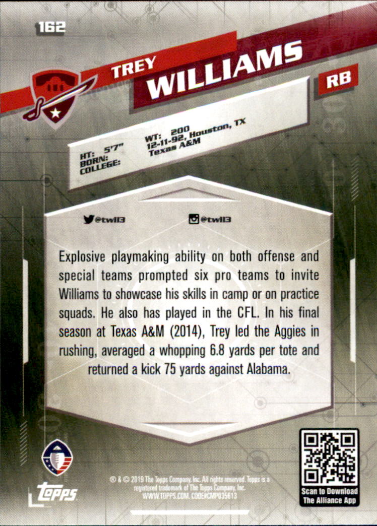 A9018- 2019 Topps AAF Football Cards 1-175 +Inserts -You Pick- 15+ FREE US SHIP - Picture 287 of 313