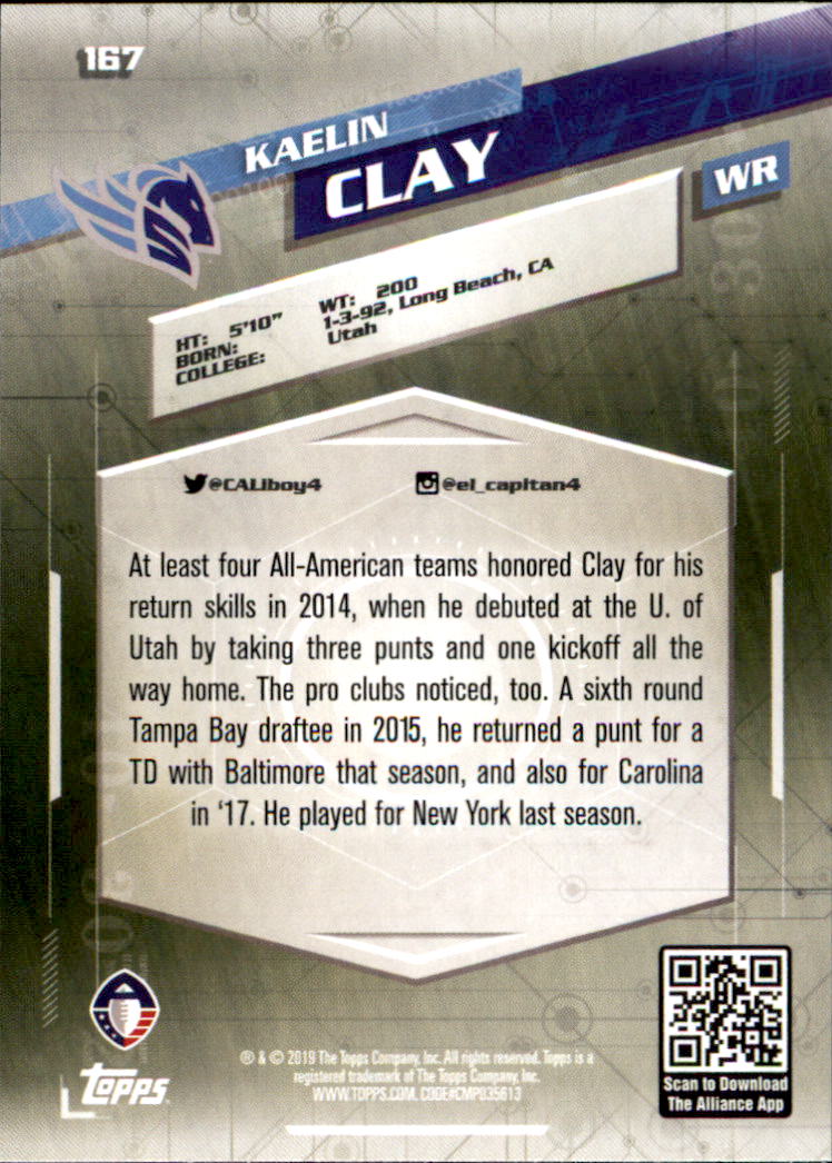 A9018- 2019 Topps AAF Football Cards 1-175 +Inserts -You Pick- 15+ FREE US SHIP - Picture 297 of 313