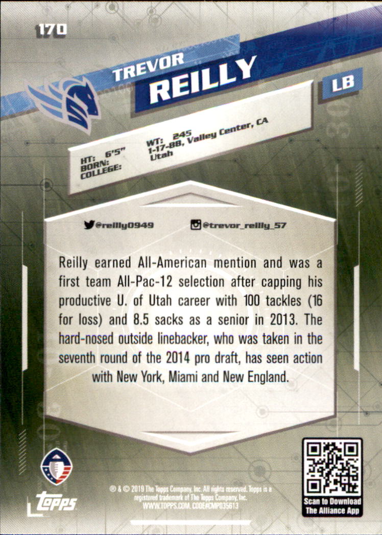 A9018- 2019 Topps AAF Football Cards 1-175 +Inserts -You Pick- 15+ FREE US SHIP - Picture 303 of 313