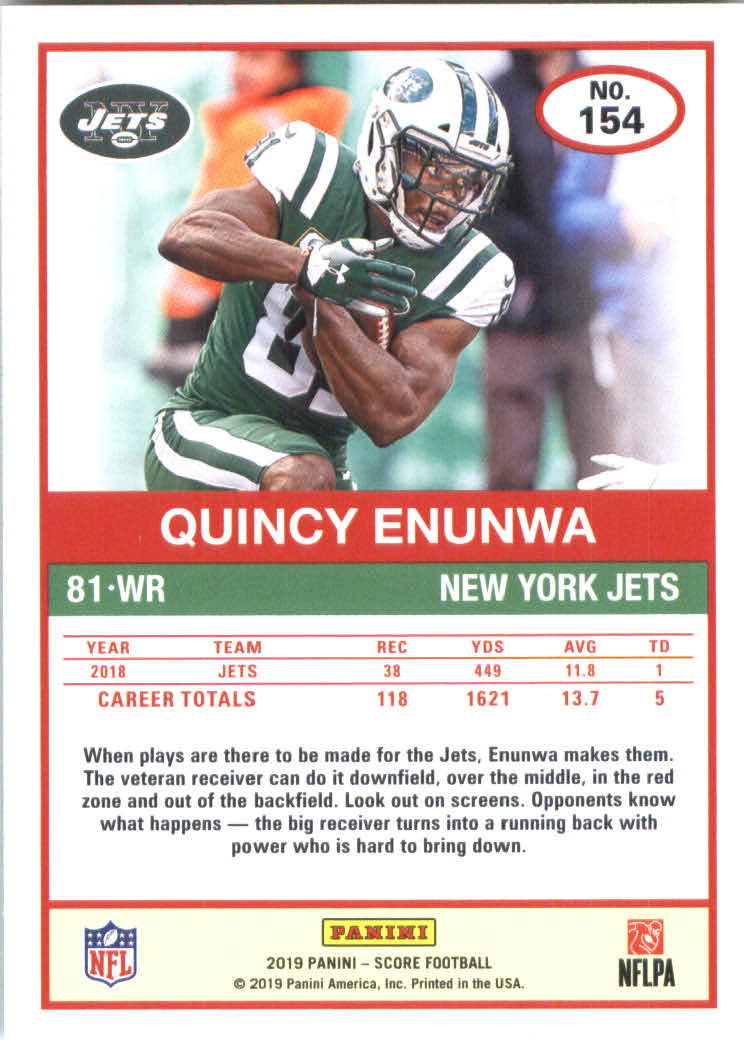 2019 Score #154 Quincy Enunwa back image