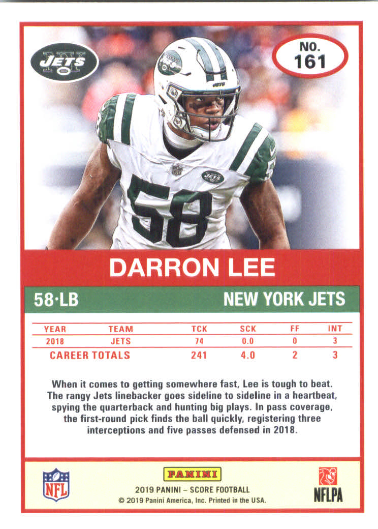2019 Score #161 Darron Lee back image