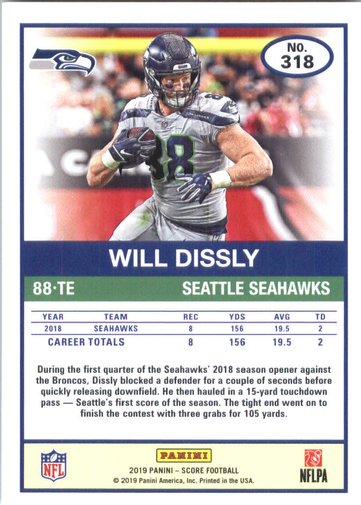 2019 Score #318 Will Dissly back image