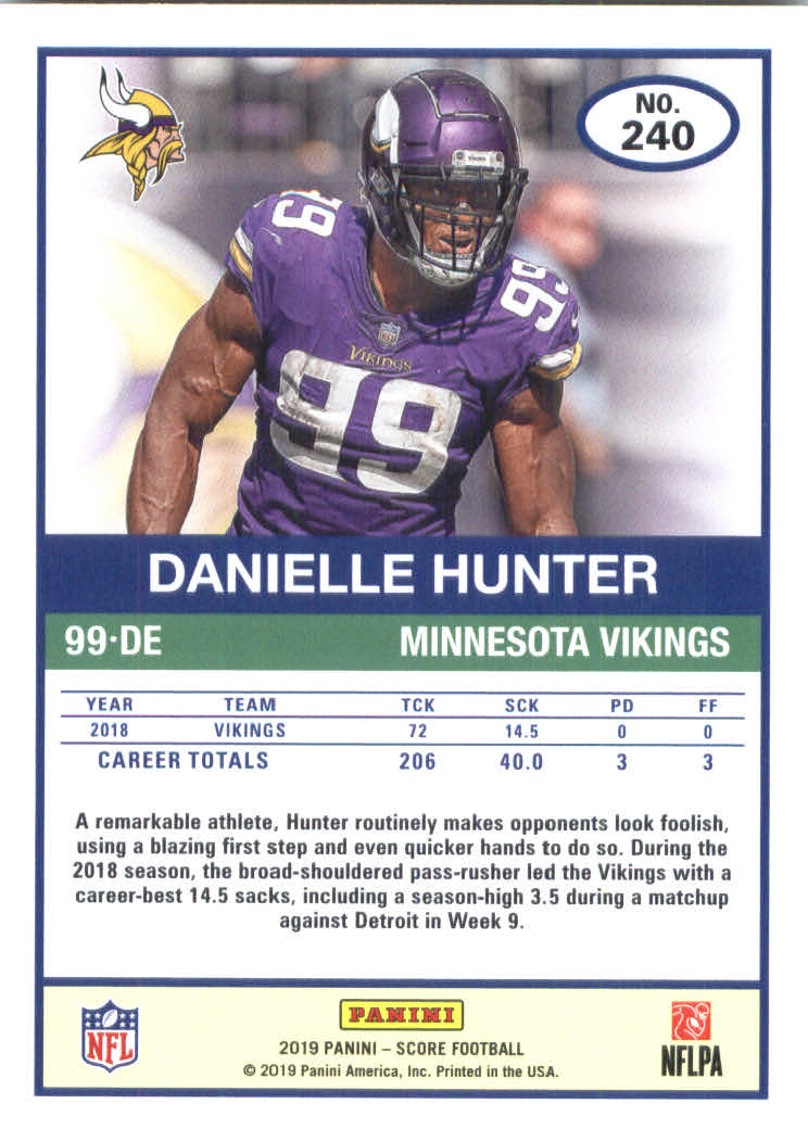 2019 Score #240 Danielle Hunter back image