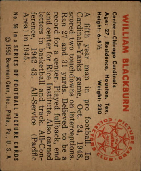 Sports Card Back