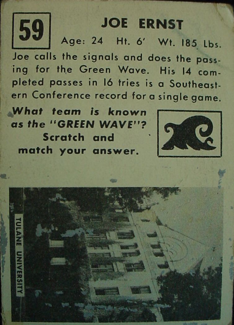 1951 Topps Magic #59 Joe Ernest RC back image