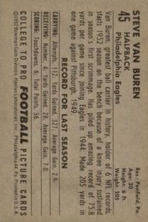 1952 Bowman Small #45 Steve Van Buren back image