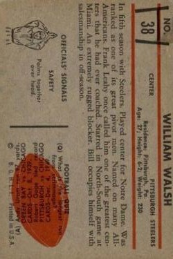1953 Bowman #38 Bill Walsh C back image