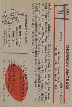 1953 Bowman #71 Thurman McGraw back image