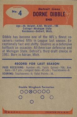 1955 Bowman #4 Dorne Dibble RC back image