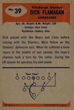 1955 Bowman #39 Dick Flanagan RC back image