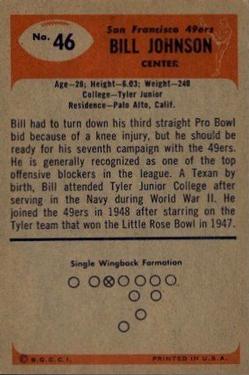 1955 Bowman #46 Bill Johnson C back image