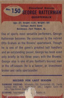 1955 Bowman #150 George Ratterman back image