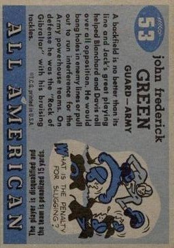 1955 Topps All American #53 John F. Green RC back image