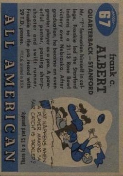 1955 Topps All American #67 Frankie Albert back image